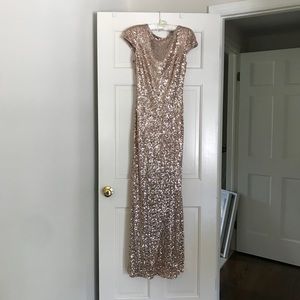 Badgley Mischka Sequin Cowl Back Dress